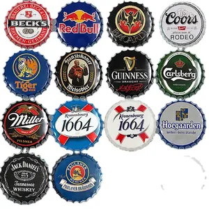 American style Antique creative bar or cafe wall hanging decor metal beer bottle cap wall painting 35cm