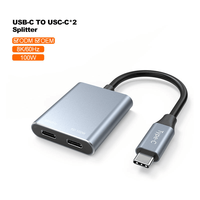 Adaptateur Type-C vers double Type-C, vidéo 8K 60Hz, charge PD 100W, 2 ports Type C pour lunettes AR, ordinateur portable