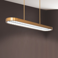 Lustre linéaire moderne américain à LED de 46,5 pouces en laiton vieilli avec cristaux transparents pour salle à manger, îlot de cuisine, bar