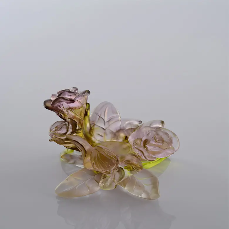 Venta al por mayor forma de la flor LIULI candelabro de cristal de tealight vela titular para decoración de boda