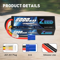Zeee 4S Lipo Batterie 14.8V 8000mAh 100C avec EC5 Connecteur Batterie Étui pour RC Voiture Bateau Camion Hélicoptère Avion