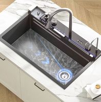Wastafel Dapur Modern Multifungsi Berkualitas Tinggi dari Baja Anti Karat 304 dengan Desain Air Terjun