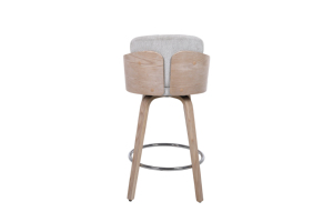 Tabourets <span class=keywords><strong>de</strong></span> <span class=keywords><strong>bar</strong></span> mi-siècle en tissu <span class=keywords><strong>beige</strong></span> <span class=keywords><strong>de</strong></span> 26 pouces avec dossier en rotin ouvert, pieds en <span class=keywords><strong>bois</strong></span> massif, sans accoudoirs, pour hôtel, cuisine, salle à manger, salon - Product Image 4
