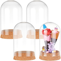 Cloche en verre avec base en liège, vitrine décorative pour fleurs, rangement domestique, Pâques, Noël, fête, vase pour plantes éternelles
