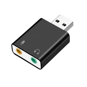 USB电缆音频声卡7.1通道USB至3.5毫米插孔转换器麦克风声卡耳机虚拟麦克风适配器