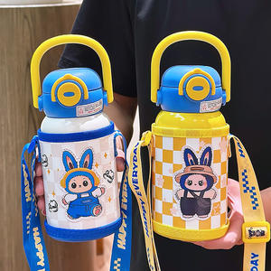 Bouteille d'eau isotherme Locky Kids 500 ml, gourde à double paroi sous vide avec sangle, design cartoon pour enfants, usage scolaire - Product Image 2