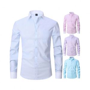 Design High Quality Polyester Buttons <b>Shirt</b> Fashion Long Sleeve Customized Wholesale L00 % Cotton Leisure Leather - Product Image 2
