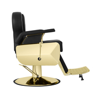 Fauteuil de Barbier Moderne Noir de Luxe, Hydraulique et Inclinable, Robuste, Professionnel, Style Rétro pour Salon de Coiffure avec Repose-Pieds