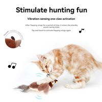 Jouet pour chat interactif et auto-amusant : oiseau électrique rechargeable à capteur tactile, qui chante et bat des ailes, en peluche