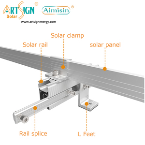 Kit complet de fixation de panneaux solaires <span class=keywords><strong>pour</strong></span> toit plat, système de fixation robuste avec profilés en D, serre-câbles et pieds en L <span class=keywords><strong>pour</strong></span> zones à fort vent |   ArtSign - Product Image 2