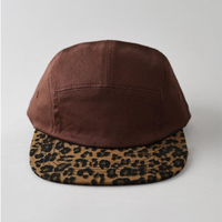 Algodón 5 paneles Color bloqueo leopardo ala plana camionero sombrero moda calle estilo Hip Hop Snapback gorra de béisbol para hombres mujeres
