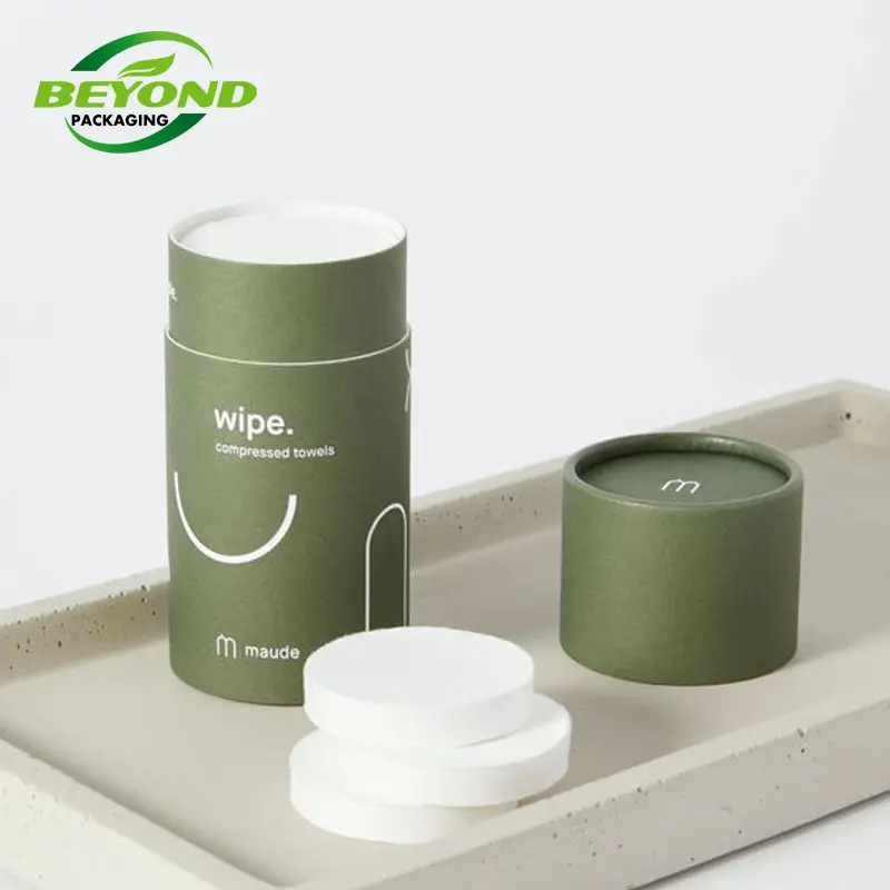 Refillable Biodegradable Recycled Cardboard Colorful Printing Cylinder Packaging Paper Box For Eco Dry Wiping Cosmetic Bottles