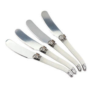 Couteau à beurre <span class=keywords><strong>Laguiole</strong></span> en acier inoxydable avec manche en plastique blanc, spatule à beurre multifonctionnelle, épandeur de confiture, trancheur à gâteau, trancheur à <span class=keywords><strong>fromage</strong></span> - Product Image 1