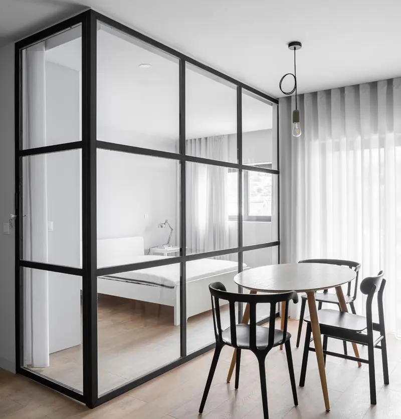 Divisori per sale da pranzo, griglia divisoria decorativa in vetro a strisce per ristoranti in ferro battuto, divisorio per scrivania per recinzione bassa da 30 cm per bar semi-privacy-30x120cm