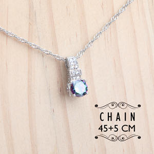 Juegos de Joyería de Plata 925 con Topacio Arcoíris Mágico para Mujer Conjunto Nupcial de Boda con Piedras de Circonita Cúbica Blanca Pendientes Anillo Pulsera Colgante y Collar - Product Image 2