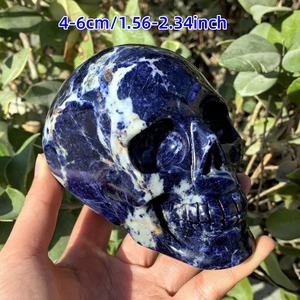 Venta al por mayor Crystalhola: Estatuas de calaveras talladas en piedra natural de alta calidad con vetas azules, estilo bohemio, artesanía para el hogar, 5 cm, ligeras. - Product Image 5