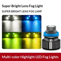 Projecteur LED de voiture, phare antibrouillard bicolore H7 9005 9006 H11, installation tout-en-un sans perçage, 12V 2000LM 2400-7500K