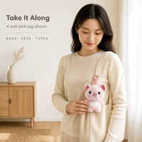 Porte-clés cochon en peluche rose, adorable poupée animal en peluche, breloque de sac, pendentif, porte-clés souple avec mousqueton pour sac à main et sac à dos