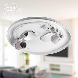 Plafonnier LED moderne à 2 flammes de 38cm avec tissu <span class=keywords><strong>gris</strong></span> E27 de 40W pour le salon, la chambre, le couloir et la cuisine. - Product Image 5