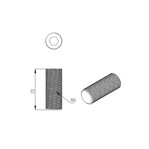 中国制造商odm oem 5224螺纹嵌件M8*20螺纹螺钉镀镍m8钢螺栓m4 m5 m6 m8