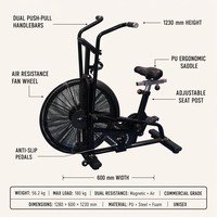 Bicicleta estática Air Bike, equipo de gimnasio comercial, bicicleta de ejercicio con resistencia magnética, Assault Bike, cardio, CrossFit, 180 kg