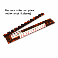 Supports de Mahjong Américain Magnétiques 2-en-1 en Acrylique de Luxe de Haute Qualité avec Poussoirs pour 4 Joueurs, Bordure Ondulée, Motif Coquille Bleue