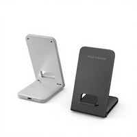 Nouveau chargeur sans fil 2-en-1 à moule exclusif 15W, support de bureau à charge rapide verticale avec Type-C pour téléphones et écouteurs