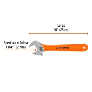 Llave ajustable BOX 6 (llave de lorito) de 10' cromada, TRUPER - Product Image 3
