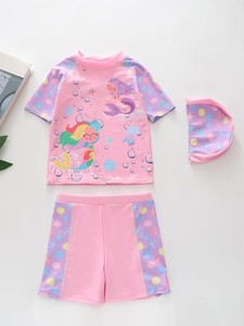Set di Costumi da Bagno per Bambine con Stampa Sirena ad Alta Elasticità con Cuffia da Nuoto Ideale per <span class=keywords><strong>Spiaggia</strong></span> e Piscina - Product Image 1