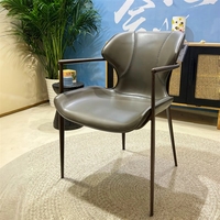 Chaise en cuir pleine fleur VL de style italien moderne et luxueux, avec structure métallique durable, haut de gamme pour la maison, le bar, l'hôtel, la villa, la salle à manger, non pliable
