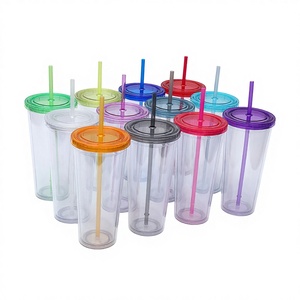 Fournisseur direct d'usine, gobelet à <span class=keywords><strong>pipette</strong></span> en plastique double couche personnalisé de 24 oz, design moderne et simple, impression de logo, type paille, usage général - Product Image 1