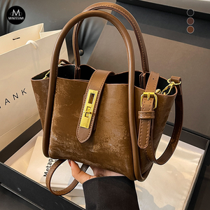 Bolso de Hombro Tipo Cubo Retro Francés Directo de Fábrica, Nueva Llegada 2025, Bolso de Mano de Mujer de Gamuza Esmerilada, Mini Bolso Cruzado de Moda - Product Image 6