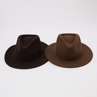 Chapeau de cowboy 100% laine unisexe à large bord, style western vintage, pour l'automne et l'hiver, décontracté, Fedora pour hommes et femmes