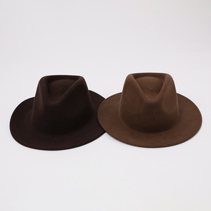 Chapeau <span class=keywords><strong>de</strong></span> cowboy 100% laine unisexe à large bord, style western vintage, pour l'automne et l'hiver, décontracté, Fedora pour hommes et femmes - Product Image 4