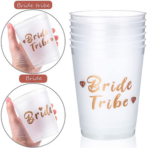 Bride Tribe <b>Plastic</b> Cups 12 Oz Round Uv Printed Bride Party <b>Drinkware</b> - Product Image 2