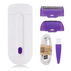 Sıcak satış 2 1 elektrik Lady saç düzeltici USB şarj edilebilir sensörlü ışık saç çıkarıcı ağrısız Mini tıraş vücut yüz jilet