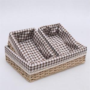 Cestini di <span class=keywords><strong>vimini</strong></span> con manico e fodera Set di carta corda intrecciata cestini decorativi per ripiani bagno cucina <span class=keywords><strong>pane</strong></span> di frutta - Product Image 4