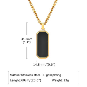 Collar <span class=keywords><strong>de</strong></span> Acero Inoxidable con Colgante Geométrico Rectangular Liso Estilo Hip Hop Punk, Joyería <span class=keywords><strong>de</strong></span> Moda, <span class=keywords><strong>Dijes</strong></span> al por Mayor <span class=keywords><strong>para</strong></span> <span class=keywords><strong>Hombre</strong></span> - Product Image 3