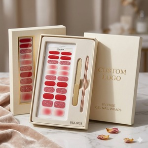 Bandes de vernis à ongles en gel sans UV et non toxiques, effet ombré rouge cerise, pour les tendances 2026, tenue 14 jours - Product Image 1