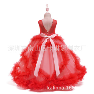 Venta caliente de <span class=keywords><strong>Amazon</strong></span> 2021 nuevo estilo Formal volantes encaje boda fiesta noche <span class=keywords><strong>princesa</strong></span> niños flor bebé niña vestidos 6 a 14 años - Product Image 6