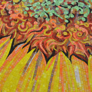 ZF Customized <strong>Sunflower</strong> Painting Ice Jade Gold <strong>Mosaic</strong> and Red <strong>Mosaic</strong> Background 100% Hand Cut Art Flower <strong>Mosaic</strong> Pattern - Product Image 5