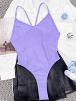 Maillot de bain une pièce pour femme 2023, col en V, dos à anneaux, bretelles fines, style string