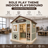 Équipement de terrain de jeu intérieur pour enfants, maison de jeu de rôle pour animaux de compagnie avec aménagement intérieur interactif pour projets de cafés ludiques