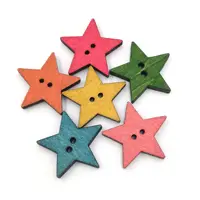 25mm 50pcs 도매 다채로운 레트로 스타 모양의 2 구멍 나무 공예 슬라이스 버튼 소재 diy 프로젝트
