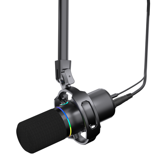 Branded USB Dynamic Wired Microphones for Live Singing Games Microphone Recording with RGB Light