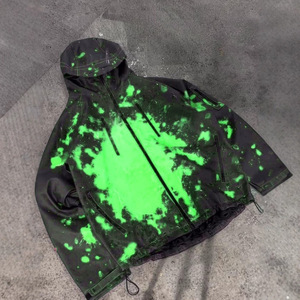 Custom Splatter Print Techwear Jacket Men Streetwear Waterproof Hooded Windbreaker Graffiti Reflective Tactical Outdoor Coat - Product Image 1