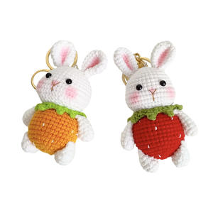 New <strong>Handmade</strong> <strong>Crochet</strong> Strawberry Carrot Bunny Plush Keychain Cute Rabbit Phone Charm <strong>Knitted</strong> Toy Gift - Product Image 6