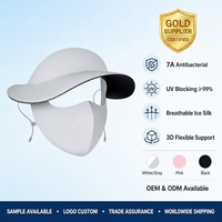 Meiyang RS047 Chapeau de soleil coréen 3D à découpe et refroidissement, masque facial, protection UV, tissu respirant en soie glacée, boucle d'oreille réglable