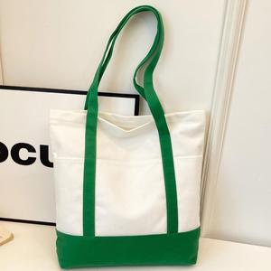 Sac fourre-tout en toile personnalisé avec impression couleur du logo publicitaire, poche et longue anse, entièrement en coton - Product Image 3