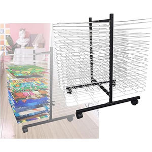 JH-MH 16 अलमारियों धातु कलाकृति भंडारण प्रदर्शन के लिए पहियों के साथ पहियों के साथ धातु कला भंडारण प्रदर्शन रैक - Product Image 1